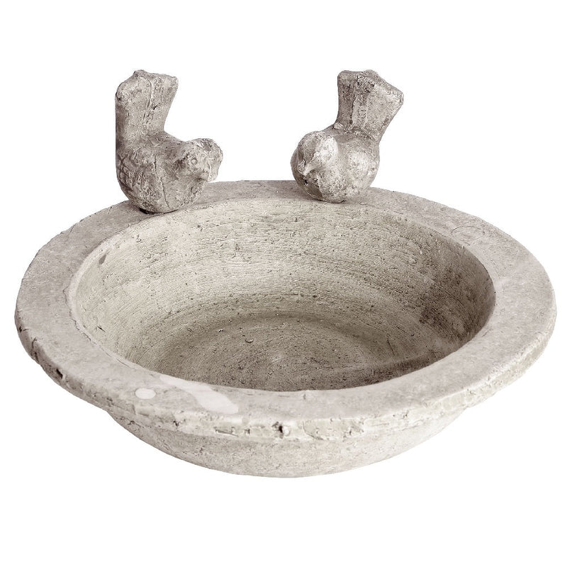 Grey Stone Textured Bird Bath Ornamental Garden Feature 30cm