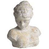 Grey Stone Textured Woman Head Ornamental Garden Feature 29cm