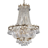 Gold & Crystal Bead Traditional 9 Lamp Chandelier Light 55cm