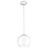 Polished Chrome & Satinated Glass Dome Modern Single Lamp Pendant Light 200m