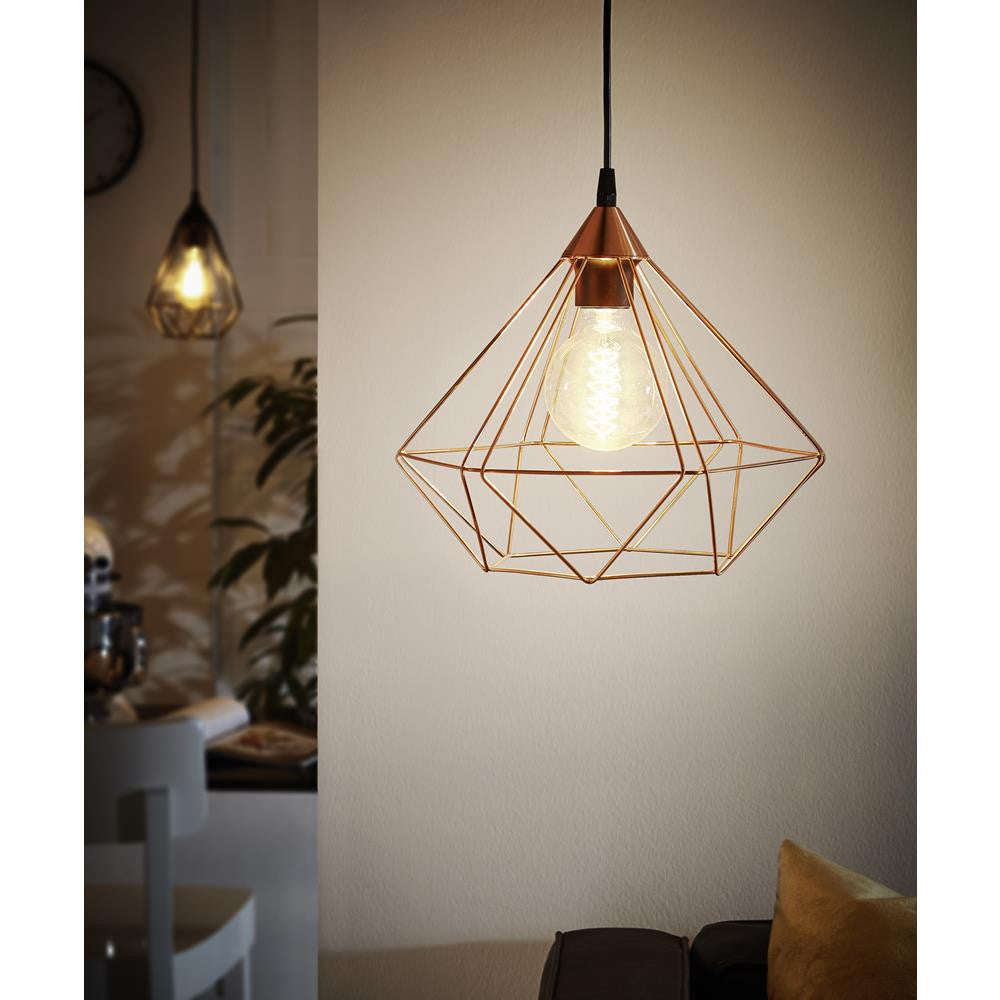 Eglo 94194 Tarbes Vintage Copper Wire Cage 1 Lamp Pendant Light 325mm