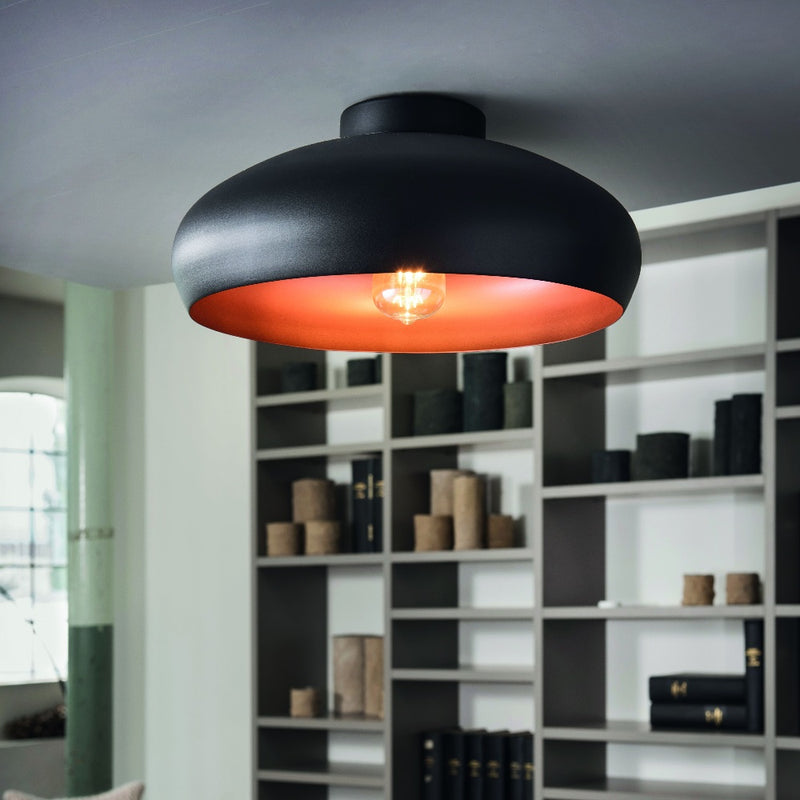Eglo Mogano Black Domed Flush Light