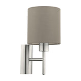 Eglo 94925 Pasteri Satin Nickel 1 Lamp Wall Light with Taupe Shade