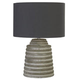Grey White Washed Concrete Cylindrical Base Vintage Table Lamp with Drum Shade 43cm
