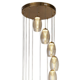 LED Bronze & Amber Glass Modern Cluster Ceiling Light