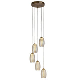 LED Bronze & Champagne Conical Glass Modern 5 Lamp Cluster Pendant Light 35cm