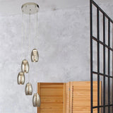 Silver & Smokey Glass LED Hanging Swirl Pendant Light