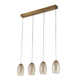 LED Bronze & Champagne Conical Glass Modern 4 Lamp Bar Pendant Light 76cm