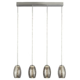 LED Chrome & Smoked Conical Glass Modern 4 Lamp Bar Pendant Light 76cm