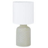 Grey Distressed Ceramic Vintage Geometric Table Lamp with White Drum Shade