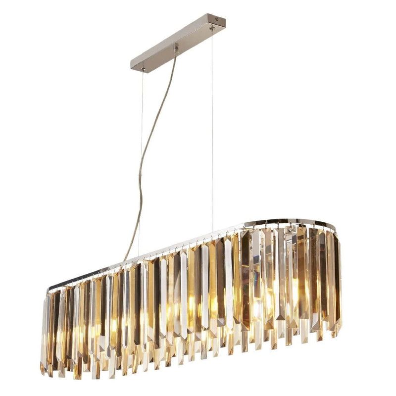 Chrome & Mixed Colour Coffin Crystal Vintage 8 Lamp Bar Pendant Light 100cm