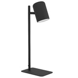 LED Matt Black Modern Square Base Cylinder Head Table Desk Lamp 345lm Warm White