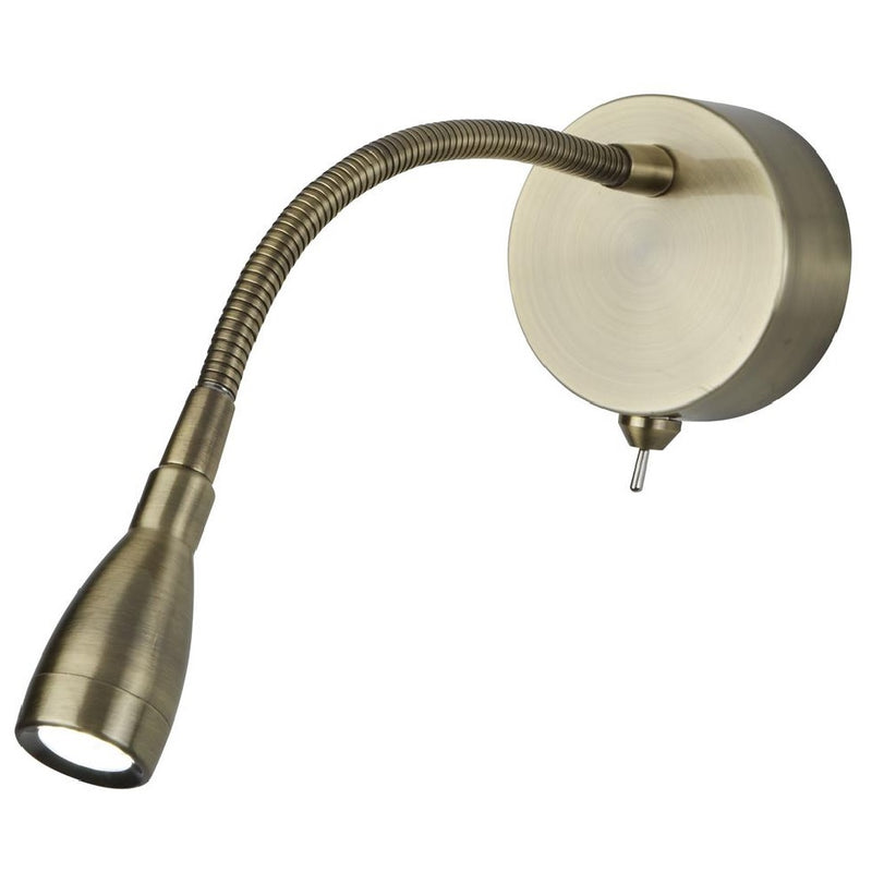 LED Antique Brass Modern Flexible Switched Reading Wall Light