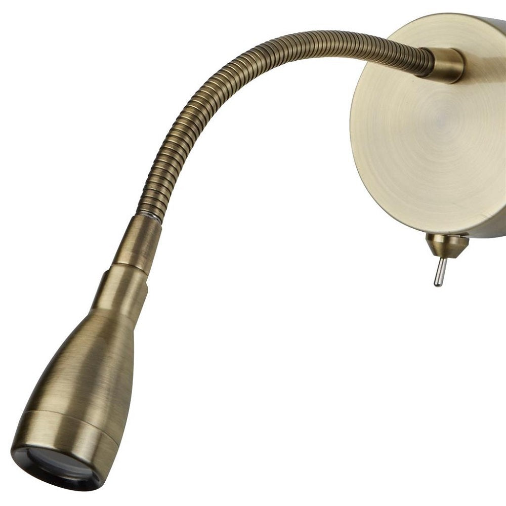 LED Antique Brass Modern Flexible Switched Reading Wall Light ...