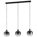Black & Smoked Glass Vintage 3 Lamp Round Dome Bar Pendant Light