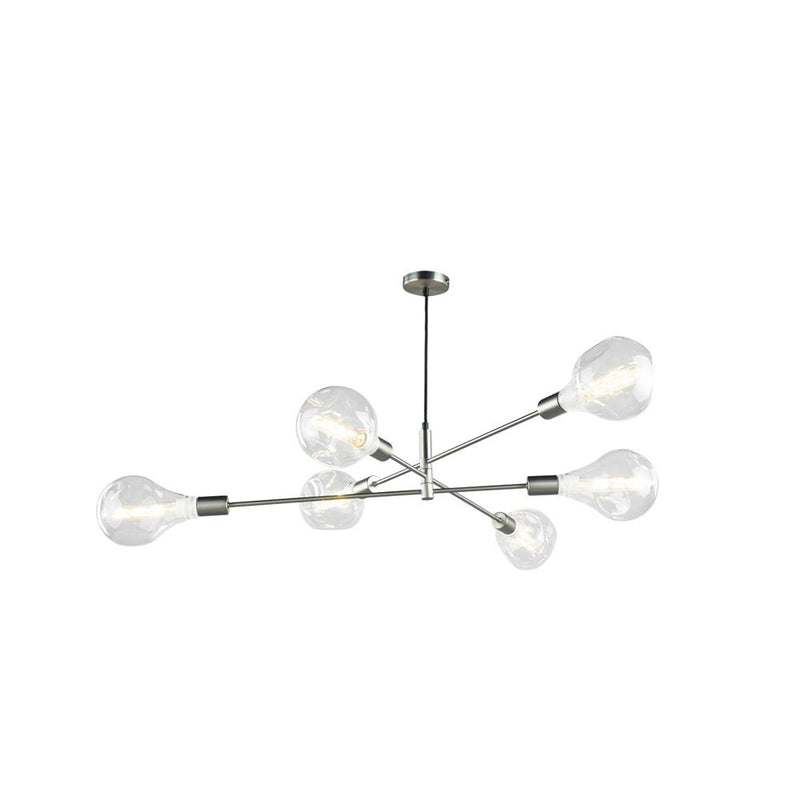 Satin Chrome Spider 6 Lamp Semi Flush Ceiling Light 96cm