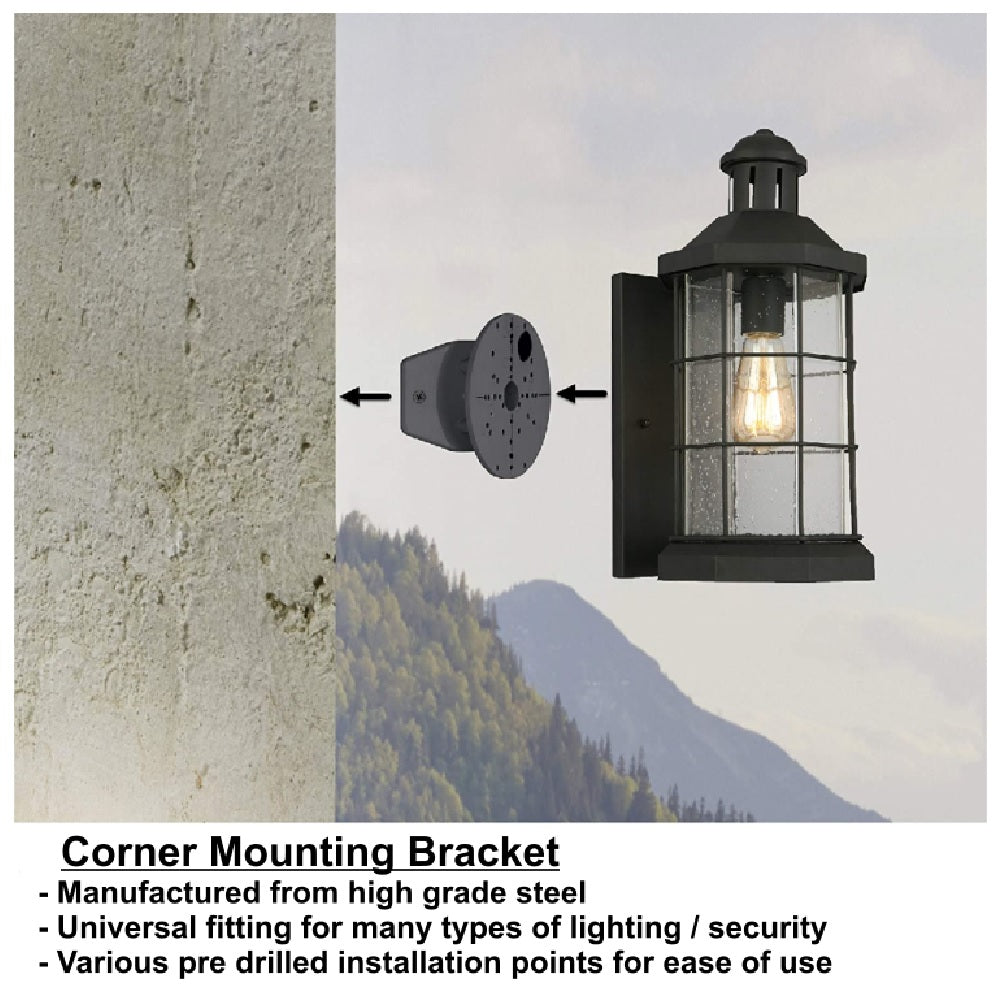 Column Bracket Light Black Steel Corner Mounting Universal Bracket for Outdoor Lighting ...