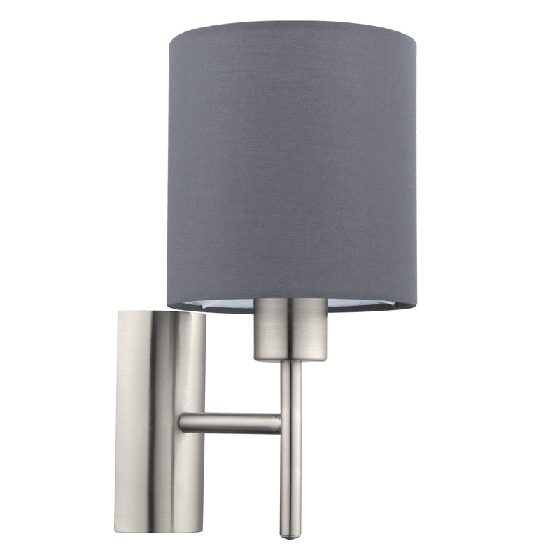 Brushed Chrome & Grey Shade Wall Light