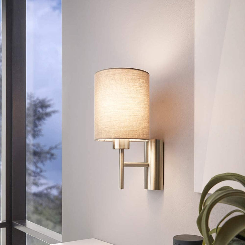 Britalia 11004 | Brushed Chrome & Taupe Wall Light
