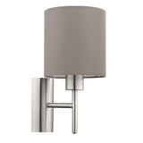 Brushed Chrome Vintage Indoor Wall Light with Fabric Taupe Shade