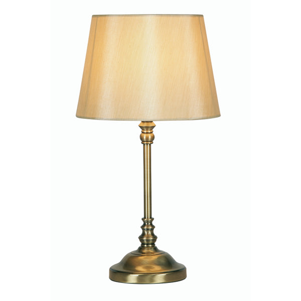 Britalia BRTL 858/10 AB Antique Brass Vintage Candlestick Table Lamp with Cream Drum Shade 
