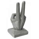 Grey Ceramic V Sign Hand Art Sculpture