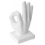 White Ceramic Modern OK Hand Sign Sculpture