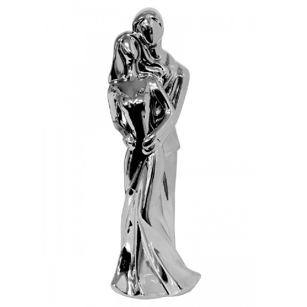 Britalia 880028 | Ceramic Chrome Wedding Couple Embracing Sculpture | BRT880028