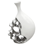 Chrome & White Platinum Fired Ceramic Emmentaler Vase 32cm