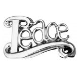 Britalia 880007 | Ceramic Silver Chrome Peace Word Ornament | BRT880007
