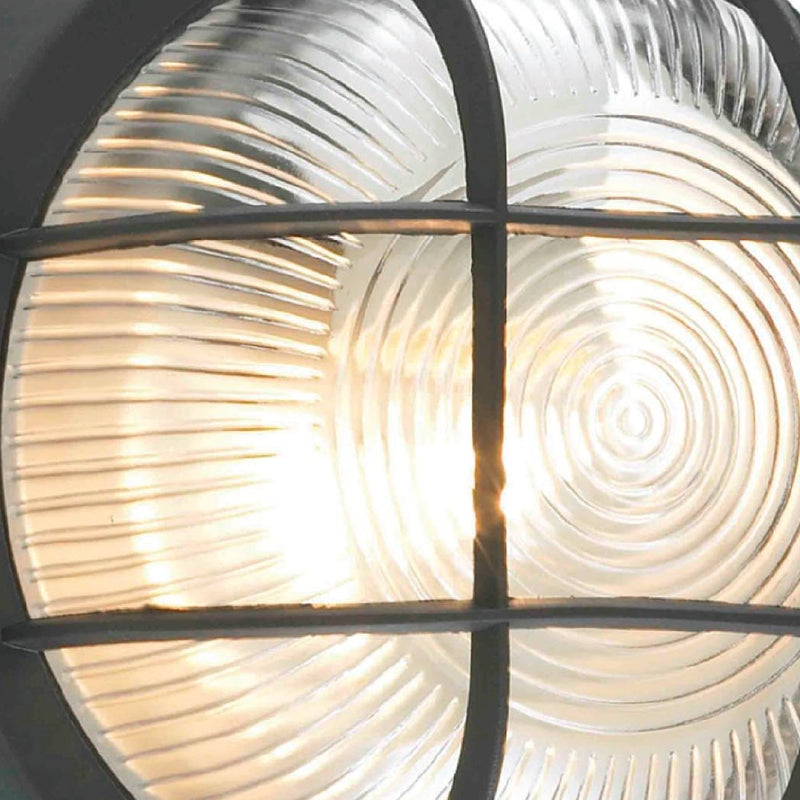 Black Outdoor Round Bulk Head Wall Light