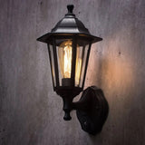 Black Retro Up Lantern Wall Light with Motion Detector