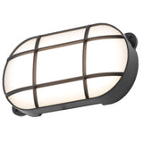 LED Black & White Diffuser Outdoor Modern Grille Oval Bulkhead Wall Light 21cm