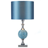 Polished Chrome & Blue Mosaic Glass Table Lamp with Shade