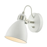 DAR FRE0702 Frederick White & Satin Chrome Vintage Dome Switched Wall Light