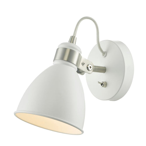 DAR FRE0702 | Frederick White Satin Chrome Dome Switched Wall Light ...