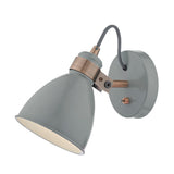 DAR FRE0739 Frederick Gloss Grey & Copper Vintage Dome Switched Wall Light