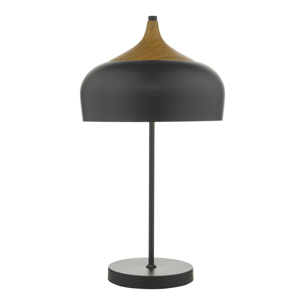 Black Metal & Real Wood Vintage 2 Lamp Dome Table Desk Lamp