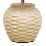 Cream Basket Weave Ceramic Table Lamp Light