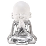 Britalia BRHE1676 Matt White & Silver Praying Zen Buddha Child Ornament 20cm