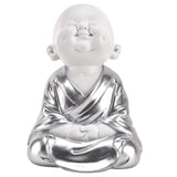 Britalia BRHE1677 Matt White & Silver Meditating Zen Buddha Child Ornament 20cm