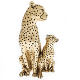 Gold Metallic Effect Resin Parent Cheetah & Baby Cub Animal Figurine Ornament 25cm
