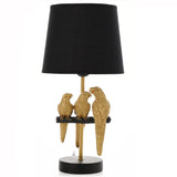 Britalia BRHE1903 Gold Perching Parrots Sculpture Vintage Table Desk Lamp with Black Shade 40cm