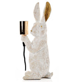 White Standing Rabbit Hare Sculpture Vintage Table Desk Lamp 35cm