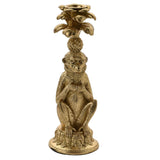Gold Metallic Effect Resin Sitting Monkey Vintage Candlestick Holder 24cm
