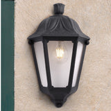 Black Vintage Half Lantern Outdoor Wall Light