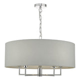 Grey Shade & Chrome 5 Lamp Round Pendant Light 55cm