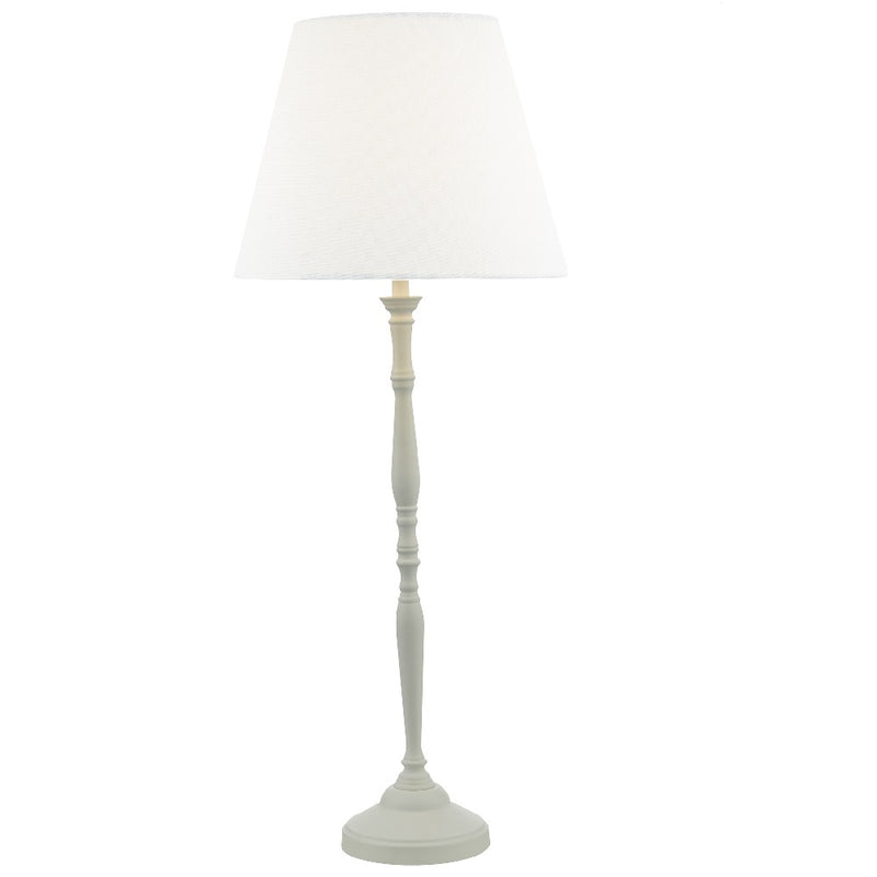 White Vintage Candlestick Table Lamp with Linen Shade 59cm