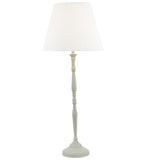 White Vintage Candlestick Table Lamp with Linen Shade 59cm