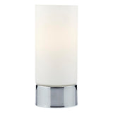 DAR JOT4050 Jot Polished Chrome & White Glass Cylinder Touch Table Lamp